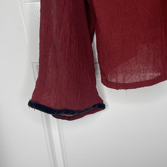 Zara VintageStyle Burgundy and black Longsleeved top size Small - Picture 3 of 12